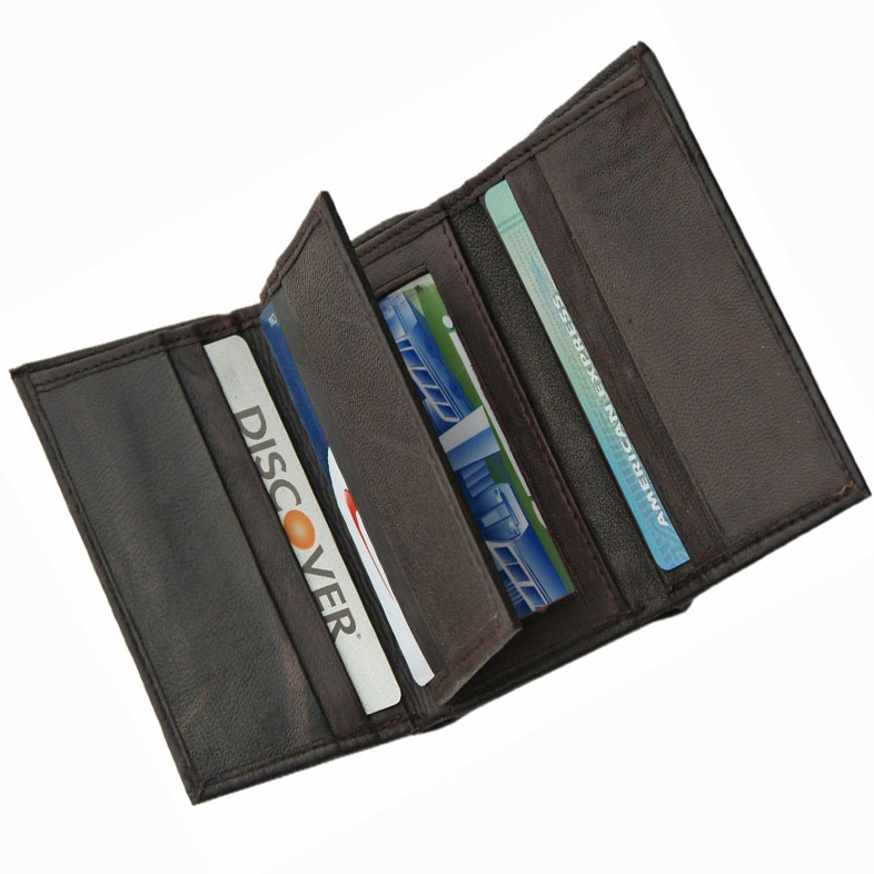 TRIFOLD DARK BROWN LEATHER WALLET